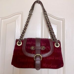 Cheap and Chic Moschino purse. Red Velour with leather trim.